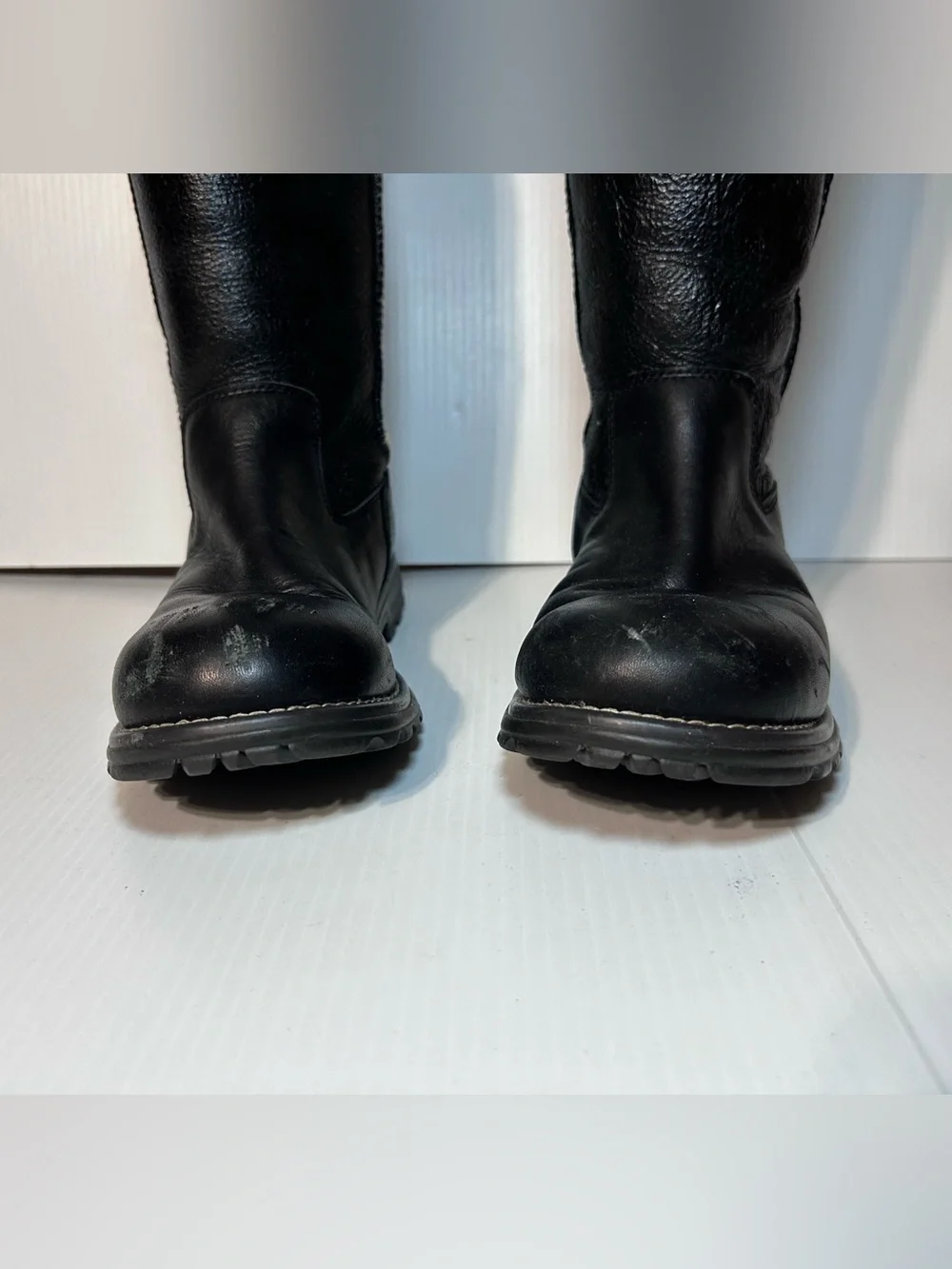 UGG SN 5490 black leather shearling tall boots winter snow women size 9